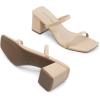 imageDREAM PAIRS Sandal Heels for Women Low Square Open Toe Block Chunky Heels Slip On Slides Mules for Party Homecoming DailyNude