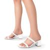 imageDREAM PAIRS Sandal Heels for Women Low Square Open Toe Block Chunky Heels Slip On Slides Mules for Party Homecoming DailyPure White