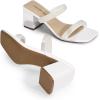 imageDREAM PAIRS Sandal Heels for Women Low Square Open Toe Block Chunky Heels Slip On Slides Mules for Party Homecoming DailyPure White