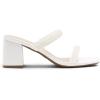 imageDREAM PAIRS Sandal Heels for Women Low Square Open Toe Block Chunky Heels Slip On Slides Mules for Party Homecoming DailyPure White