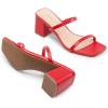 imageDREAM PAIRS Sandal Heels for Women Low Square Open Toe Block Chunky Heels Slip On Slides Mules for Party Homecoming DailyRed