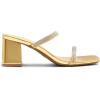 imageDREAM PAIRS Sandal Heels for Women Low Square Open Toe Block Chunky Heels Slip On Slides Mules for Party Homecoming DailyShiny Gold