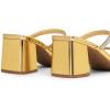 imageDREAM PAIRS Sandal Heels for Women Low Square Open Toe Block Chunky Heels Slip On Slides Mules for Party Homecoming DailyShiny Gold