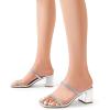 imageDREAM PAIRS Sandal Heels for Women Low Square Open Toe Block Chunky Heels Slip On Slides Mules for Party Homecoming DailyShiny Silver