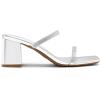 imageDREAM PAIRS Sandal Heels for Women Low Square Open Toe Block Chunky Heels Slip On Slides Mules for Party Homecoming DailyShiny Silver