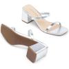 imageDREAM PAIRS Sandal Heels for Women Low Square Open Toe Block Chunky Heels Slip On Slides Mules for Party Homecoming DailySilver