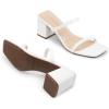 imageDREAM PAIRS Sandal Heels for Women Low Square Open Toe Block Chunky Heels Slip On Slides Mules for Party Homecoming DailyWhite