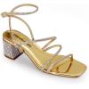 imageDREAM PAIRS Womens Block Heels 2 inch Strappy Square Toe Dressy Chunky Low Heeled Sandals for Party Wedding EveningGoldrhinestone