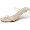 imageDREAM PAIRS Sandal Heels for Women Low Square Open Toe Block Chunky Heels Slip On Slides Mules for Party Homecoming DailyClear