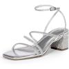imageDREAM PAIRS Womens Block Heels 2 inch Strappy Square Toe Dressy Chunky Low Heeled Sandals for Party Wedding EveningSilverrhinestone