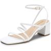 imageDREAM PAIRS Womens Block Heels 2 inch Strappy Square Toe Dressy Chunky Low Heeled Sandals for Party Wedding EveningWhitepu