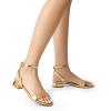imageDREAM PAIRS Women Black White Nude Clear Sandals Low Heel Dressy Sandals Ankle Strap Open Toe Chunky Block Heeled Summer Classic Comfortable Flat ShoesGold