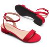 imageDREAM PAIRS Women Black White Nude Clear Sandals Low Heel Dressy Sandals Ankle Strap Open Toe Chunky Block Heeled Summer Classic Comfortable Flat ShoesRed