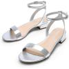 imageDREAM PAIRS Women Black White Nude Clear Sandals Low Heel Dressy Sandals Ankle Strap Open Toe Chunky Block Heeled Summer Classic Comfortable Flat ShoesSilver