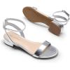 imageDREAM PAIRS Women Black White Nude Clear Sandals Low Heel Dressy Sandals Ankle Strap Open Toe Chunky Block Heeled Summer Classic Comfortable Flat ShoesSilver
