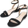 imageDREAM PAIRS Women Black White Nude Clear Sandals Low Heel Dressy Sandals Ankle Strap Open Toe Chunky Block Heeled Summer Classic Comfortable Flat ShoesBlacknubuck