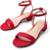 imageDREAM PAIRS Women Black White Nude Clear Sandals Low Heel Dressy Sandals Ankle Strap Open Toe Chunky Block Heeled Summer Classic Comfortable Flat ShoesRed