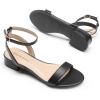 imageDREAM PAIRS Women Black White Nude Clear Sandals Low Heel Dressy Sandals Ankle Strap Open Toe Chunky Block Heeled Summer Classic Comfortable Flat ShoesBlackpu