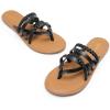 imageDREAM PAIRS Womens Flip Flops Round Toe Multi Strap lightweight Summer Beach Flat Casual Thong SandalsBlack