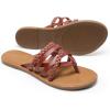 imageDREAM PAIRS Womens Flip Flops Round Toe Multi Strap lightweight Summer Beach Flat Casual Thong SandalsBrown