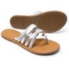 imageDREAM PAIRS Womens Flip Flops Round Toe Multi Strap lightweight Summer Beach Flat Casual Thong SandalsSilver