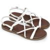 imageDREAM PAIRS Womens Sandals Cross Strappy Gladiator Dress Flat Sandals Daily Casual Comfortable Summer ShoesWhitepu