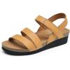 imageDREAM PAIRS Womens Low Heel Wedge Sandals RoundToe Comfortable Casual Flatform Dress Shoes with Arch SupportTan
