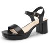 imageDREAM PAIRS Womens Platform Heels Block Chunky Open Toe Ankle Strap Heel Fashion Wedding Party Dress Sandals ShoesBlack
