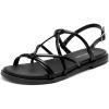 imageDREAM PAIRS Womens Sandals Cross Strappy Gladiator Dress Flat Sandals Daily Casual Comfortable Summer ShoesBlackpu