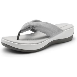 imageDREAM PAIRS Platform Flip Flops for Women Cushioned Thong Sandals with Soft Eva Foam Insole Lightweight Lycra fabric Comfort Dressy Slides Slippers for Summer BeachGrey