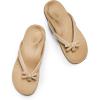 imageDREAM PAIRS Womens Arch Support Flip Flops Comfortable Dressy Orthopedic Thong Sandals Slides with Bow for Walking Summer VacationNude