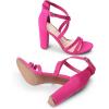 imageDREAM PAIRS Womens Chunky Heels 4 inch High Multi Strap Soft Comfort Block Heeled Sandals for Prom Dancing WeddingHot Pink