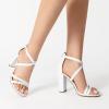 imageDREAM PAIRS Womens Chunky Heels 4 inch High Multi Strap Soft Comfort Block Heeled Sandals for Prom Dancing WeddingWhite