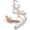 imageDREAM PAIRS Womens Chunky Heels 4 inch High Multi Strap Soft Comfort Block Heeled Sandals for Prom Dancing WeddingWhite