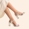 imageDREAM PAIRS Womens Chunky Heels Block Round Open Toe Ankle Strap Heel Fashion Wedding Party Comfort Dress Sandals ShoesGold