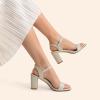 imageDREAM PAIRS Womens Chunky Heels Block Round Open Toe Ankle Strap Heel Fashion Wedding Party Comfort Dress Sandals ShoesLight Gold