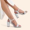 imageDREAM PAIRS Womens Chunky Heels Block Round Open Toe Ankle Strap Heel Fashion Wedding Party Comfort Dress Sandals ShoesSilverglitter