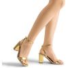 imageDREAM PAIRS Womens Chunky Heels Square Open Toe Ankle Buckle Strappy Block Heeled Sandals for Party Wedding DailyGoldmetallic
