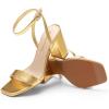imageDREAM PAIRS Womens Chunky Heels Square Open Toe Ankle Buckle Strappy Block Heeled Sandals for Party Wedding DailyGoldmetallic