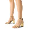 imageDREAM PAIRS Womens Chunky Heels Square Open Toe Ankle Buckle Strappy Block Heeled Sandals for Party Wedding DailyGoldmetallic