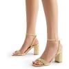 imageDREAM PAIRS Womens Chunky Heels Square Open Toe Ankle Buckle Strappy Block Heeled Sandals for Party Wedding DailyGoldrhinestone