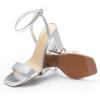 imageDREAM PAIRS Womens Chunky Heels Square Open Toe Ankle Buckle Strappy Block Heeled Sandals for Party Wedding DailySilvermetallic