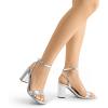 imageDREAM PAIRS Womens Chunky Heels Square Open Toe Ankle Buckle Strappy Block Heeled Sandals for Party Wedding DailySilvermetallic