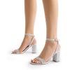 imageDREAM PAIRS Womens Chunky Heels Square Open Toe Ankle Buckle Strappy Block Heeled Sandals for Party Wedding DailySilverrhinestone