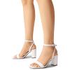 imageDREAM PAIRS Womens Chunky Heels Square Open Toe Ankle Buckle Strappy Block Heeled Sandals for Party Wedding DailyWhitepu