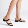 imageDREAM PAIRS Womens Slides Heels Slip On Low Block Sandals Two Strap Open Round Toe Chunky Casual Summer Mules ShoesBlack