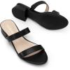 imageDREAM PAIRS Womens Slides Heels Slip On Low Block Sandals Two Strap Open Round Toe Chunky Casual Summer Mules ShoesBlack