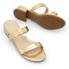 imageDREAM PAIRS Womens Slides Heels Slip On Low Block Sandals Two Strap Open Round Toe Chunky Casual Summer Mules ShoesGold