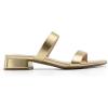 imageDREAM PAIRS Womens Slides Heels Slip On Low Block Sandals Two Strap Open Round Toe Chunky Casual Summer Mules ShoesGold