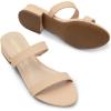 imageDREAM PAIRS Womens Slides Heels Slip On Low Block Sandals Two Strap Open Round Toe Chunky Casual Summer Mules ShoesNudenubuck
